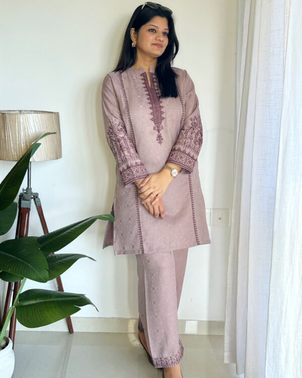 lavender self base cotton everyday embroidered coords