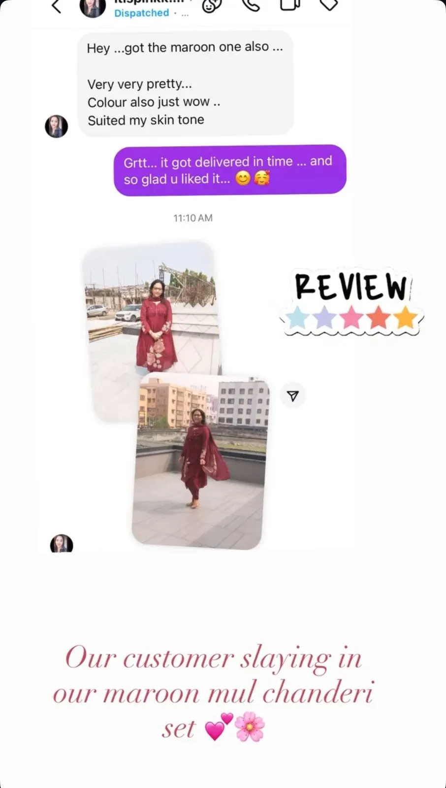 Screenshot of a KalaMohini customer review