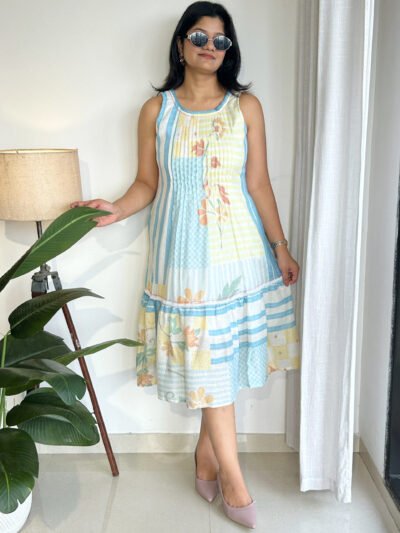magenta pink texture mul cotton dress