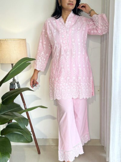 magenta pink texture mul cotton dress