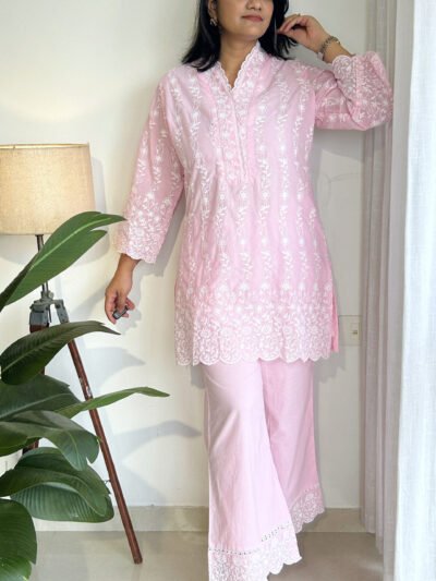 magenta pink texture mul cotton dress