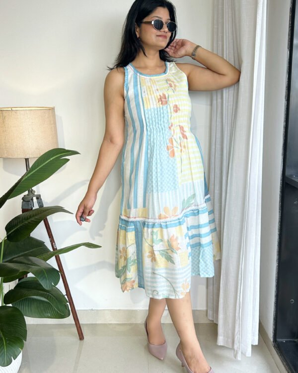 magenta pink texture mul cotton dress