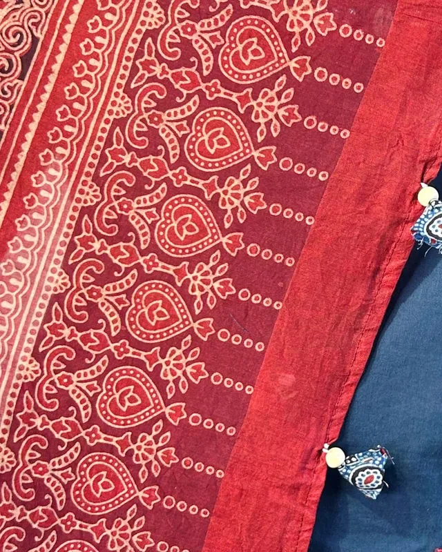 Home Close-up of a red ajrakh printed dupatta